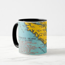 Vancouver Island  Vintage Map Postcard Mug Tasse