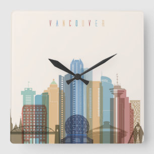 Vancouver, Kanada City Skyline Quadratische Wanduhr