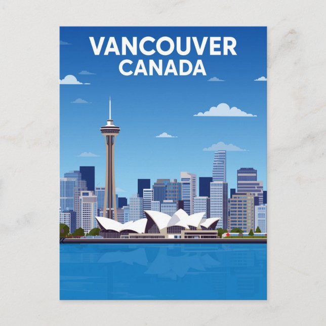 Vancouver Kanada Skyline Vintage Postkarte (Vorderseite)