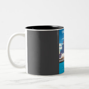 Vancouver Kanada Vintage Minimal Reiseplakat Zweifarbige Tasse