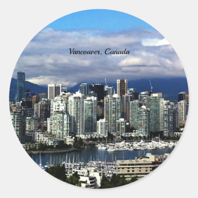 Vancouver, kanadische Skyline Runder Aufkleber (Vorderseite)