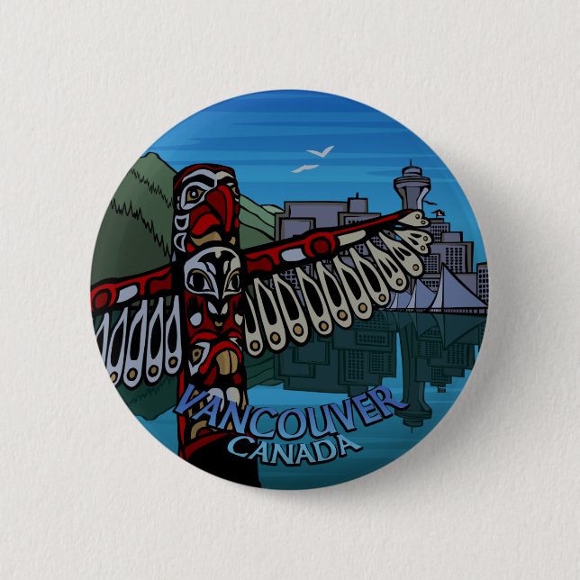 Vancouver knöpft Andenken-Knopf-Totempfahl-Kunst Button (Vorderseite)