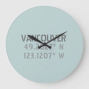 Vancouver Latitude Longitude Wall Clock Große Wanduhr