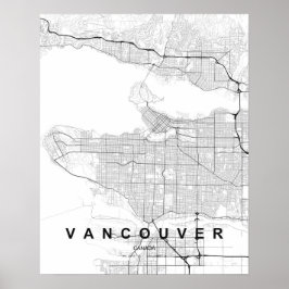 Vancouver-Minimalistenkarte (Schwarz & Weiß) Poster