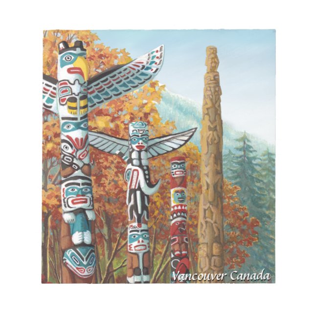 Vancouver Notepad Vancouver Totem Polen Souvenir Notizblock (Vorderseite)