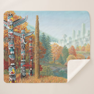 Vancouver Sherpa Blankets Totem Kunstgeflecht Deck Sherpadecke