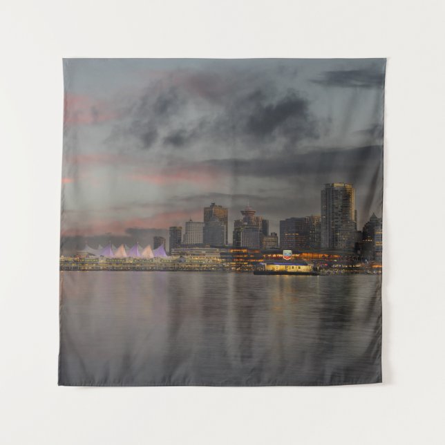 Vancouver Skyline bei Sunset Poster Wandteppich (Vorderseite)