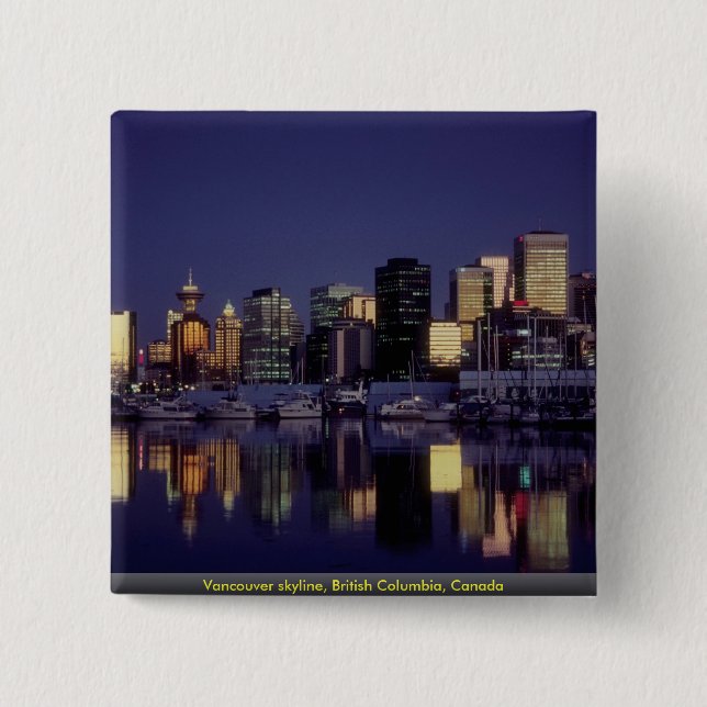 Vancouver-Skyline, Britisch-Columbia, Kanada Button (Vorderseite)