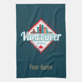 Vancouver Skyline British Columbia Retro Kanada Geschirrtuch