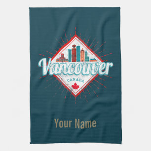 Vancouver Skyline British Columbia Retro Kanada Geschirrtuch
