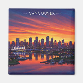Vancouver Skyline Canada Sunset Travel Magnet