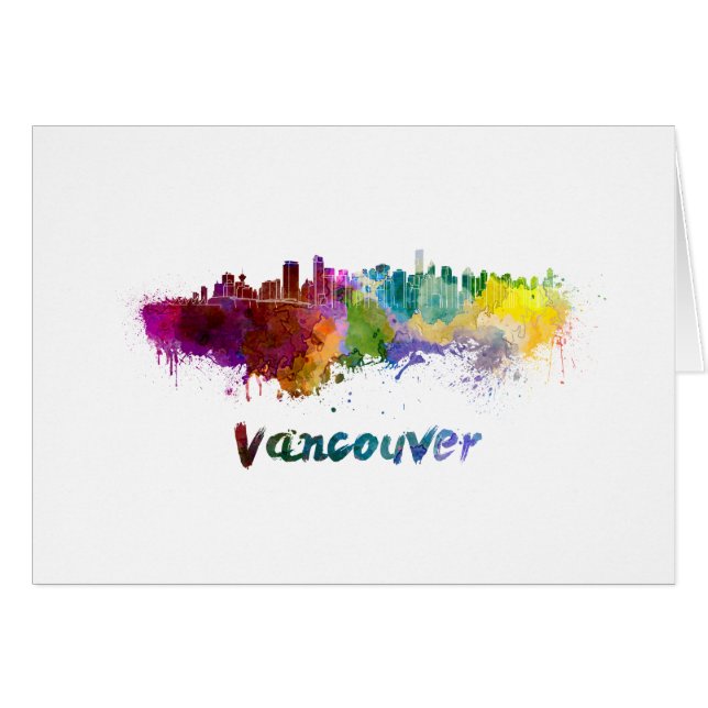 Vancouver Skyline in Aquarellfarbe (Vorderseite (Horizontal))