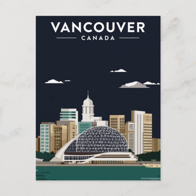 Vancouver Skyline Nacht Eleganz Postkarte (Vorderseite)