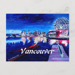 Vancouver Skyline nachts Postkarte