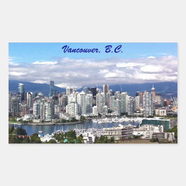 Vancouver Skyline Rechteckiger Aufkleber (Vorderseite)