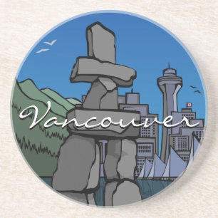 Vancouver Souvenir Coaster Inukshuk Cityscape Gif Getränkeuntersetzer