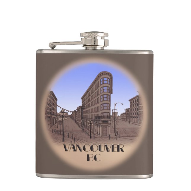 Vancouver Souvenir Flask Vancouver Gastown Geschen Flachmann (Vorderseite)
