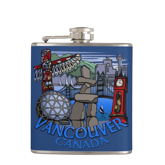 Vancouver Souvenir Flask Vancouver Sehenswürdigkei Flachmann (Vorderseite)
