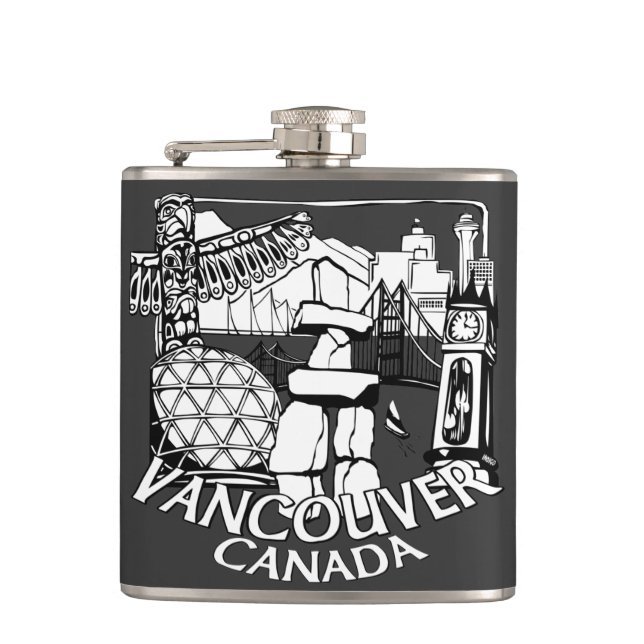 Vancouver Souvenir Flask Vancouver Sehenswürdigkei Flachmann (Vorderseite)