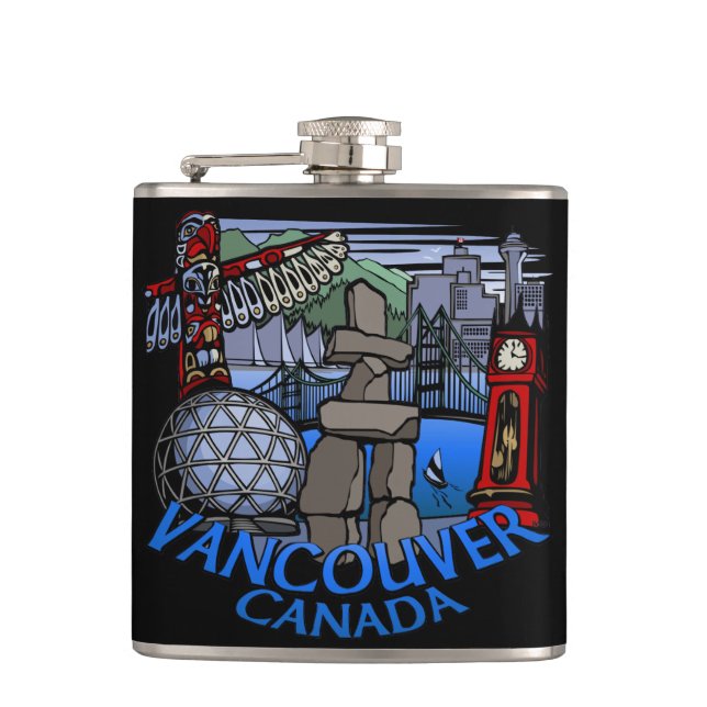Vancouver Souvenir Flask Vancouver Sehenswürdigkei Flachmann (Vorderseite)