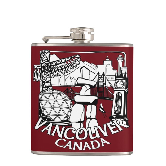 Vancouver Souvenir Flask Vancouver Sehenswürdigkei Flachmann (Vorderseite)