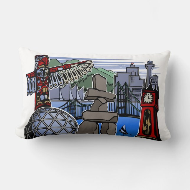 Vancouver Souvenir Pillow Vancouver Sehenswürdigke Lendenkissen (Vorderseite)