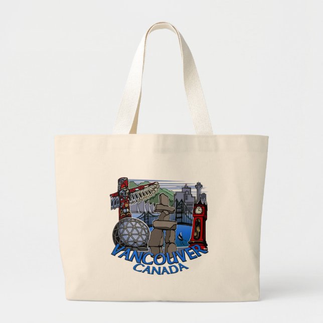Vancouver Souvenir Tote Bag Landmark Art Bags Jumbo Stoffbeutel (Vorne)