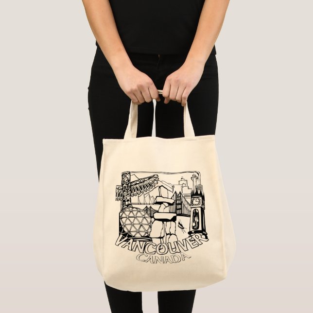 Vancouver Souvenir Tote Bag Sehenswürdigkeit Art B Tragetasche (Vorderseite (Produkt))