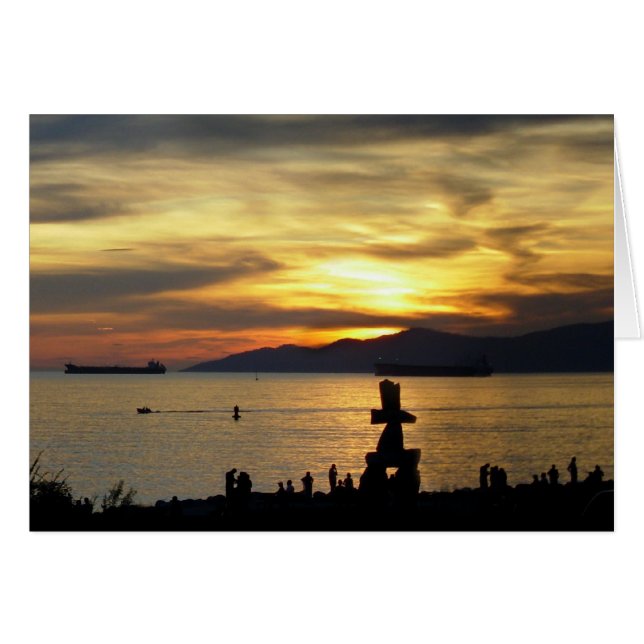 Vancouver Sunset Cards Inukshuk Personalisiert Car (Vorderseite (Horizontal))