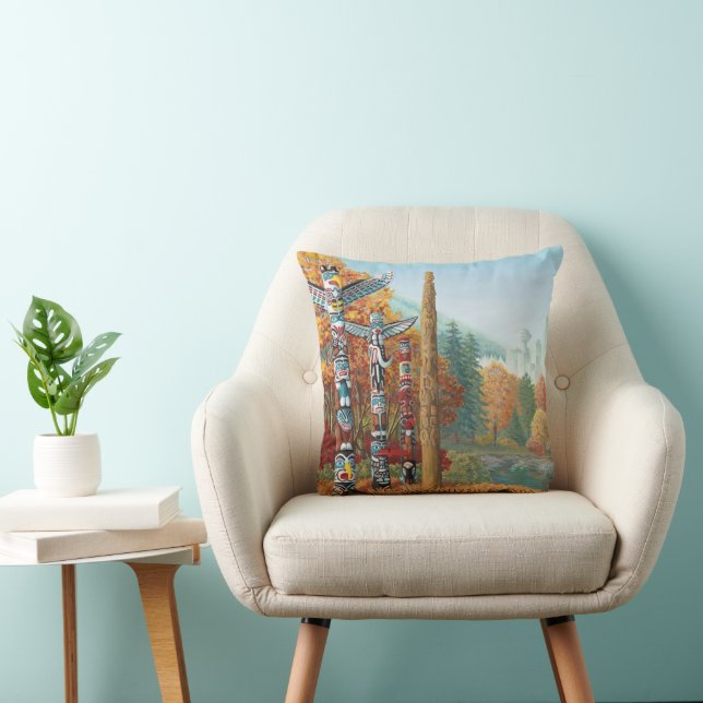 Vancouver Throw Pillow Totem Pole Pilze Kissen (Stuhl )