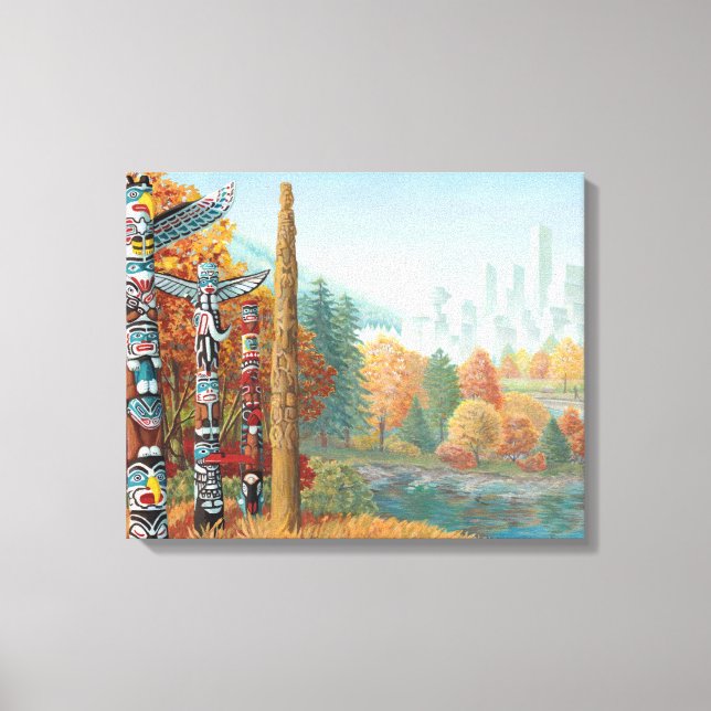 Vancouver Totem Polen Kunstdruckerei Leinwand (Vorderseite)