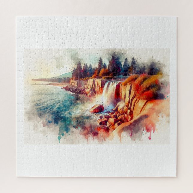 Vancouver Wasserfall bei Sonnenuntergang,  Puzzle (Vertikal)