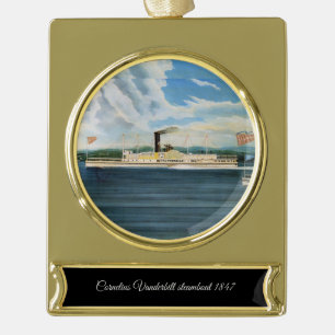 Vanderbilt-Dampfschiff 1847 Banner-Ornament Gold