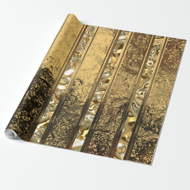 Vanderush elegantes Gold Striped (30 Fuß) Geschenkpapier (Ungerollt)