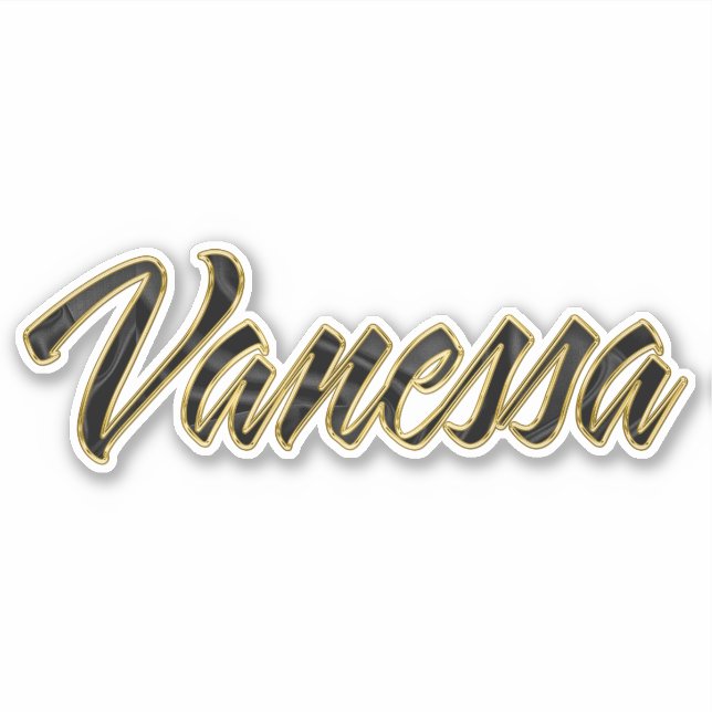 Vanessa black gold Lettering Aufkleber Sticker (Vorderseite)