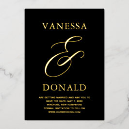 Vanessa Black Modern Wedding retten das Datum Folieneinladung