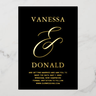 Vanessa Black Moderne Hochzeit Speichern Sie das D Folieneinladung