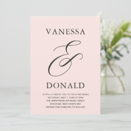 Vanessa Blush Pink Moderne Hochzeit Einladung