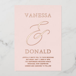 Vanessa Blush Pink Moderne Hochzeit Folieneinladung