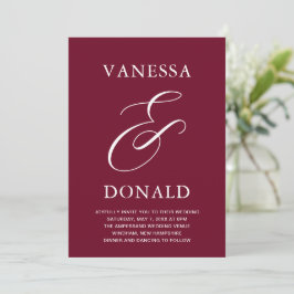 Vanessa Burgundy Modern Wedding Einladung