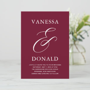 Vanessa Burgundy Modern Wedding Einladung