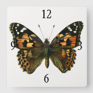 Vanessa cardui - The Painted Lady Butterfly Quadratische Wanduhr