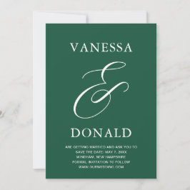 Vanessa Emerald Green Modern Wedding Save The Date