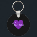 Vanessa Lila Schlüsselanhänger<br><div class="desc">Hübsches lila Herzdesign für Vanessa. Ein niedliches Geschenk für Mädchen.</div>