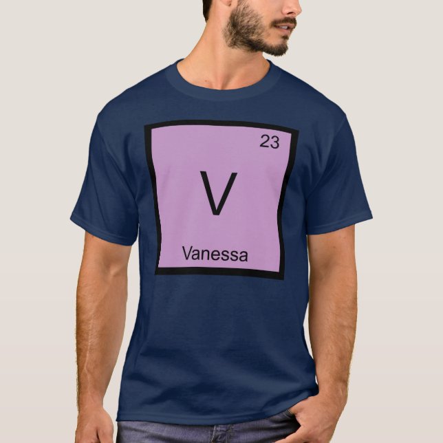 Vanessa Name Chemistry Element Periodische Tabelle T-Shirt (Vorderseite)