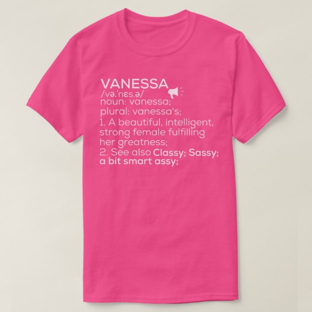 Vanessa Name Vanessa Definition Vanessa Female Nam T-Shirt (Design vorne)
