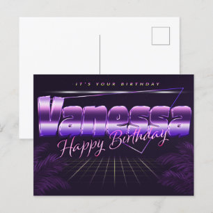 Vanessa Name Vorname lila Postkarte Geburtstag