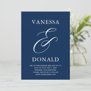 Vanessa Navy Blau Moderne Hochzeit Save The Date