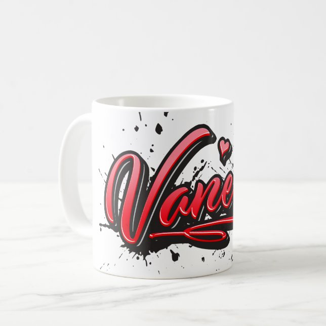 Vanessa red Heart Graffiti Tasse Kaffeetasse (Vorderseite Links)