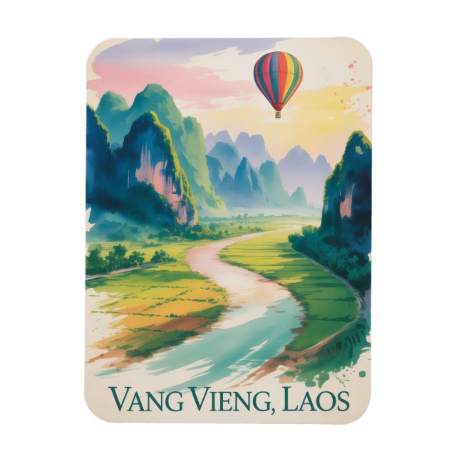  Vang Vieng Laos Hot air Balloon Travel  Magnet (Vertikal)